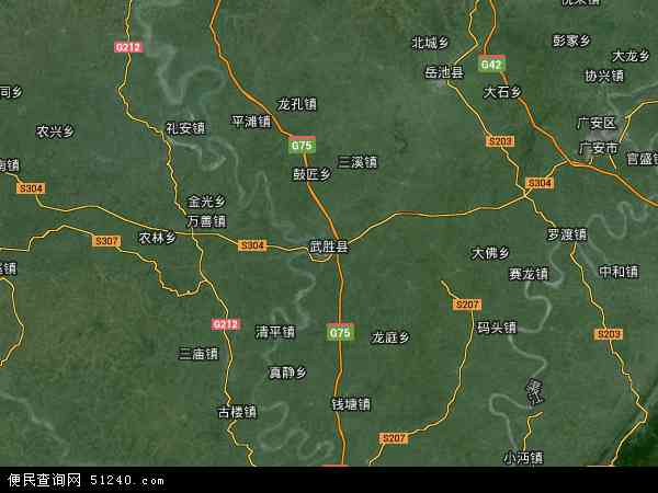 中国四川省广安市武胜县地图(卫星地图)图片