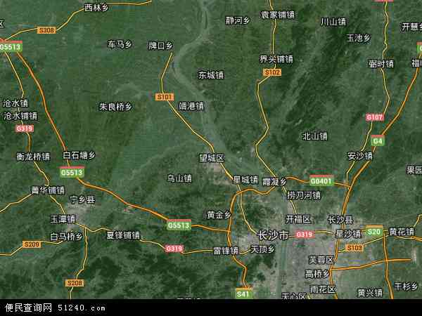 中国湖南省长沙市望城区地图(卫星地图)图片