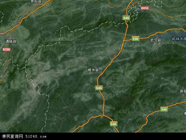 中国江西省九江市修水县地图(卫星地图)图片
