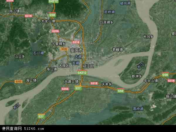 中国安徽省安庆市迎江区地图(卫星地图)