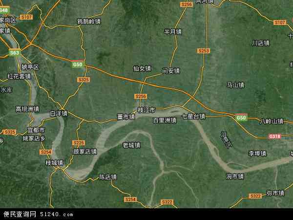 中国湖北省宜昌市枝江市地图(卫星地图)