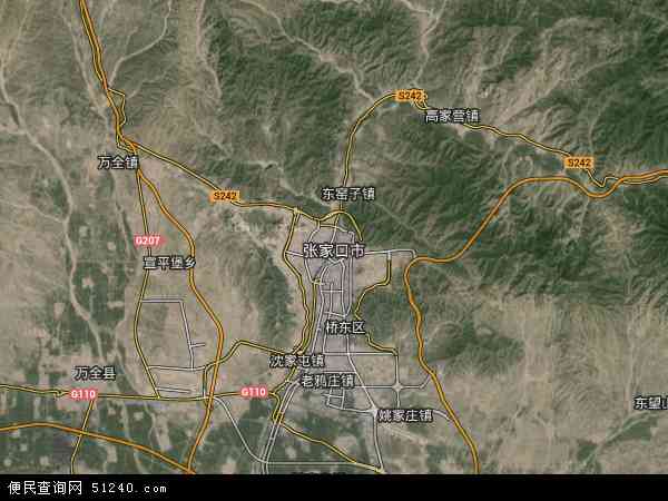 中国河北省张家口市地图(卫星地图)图片