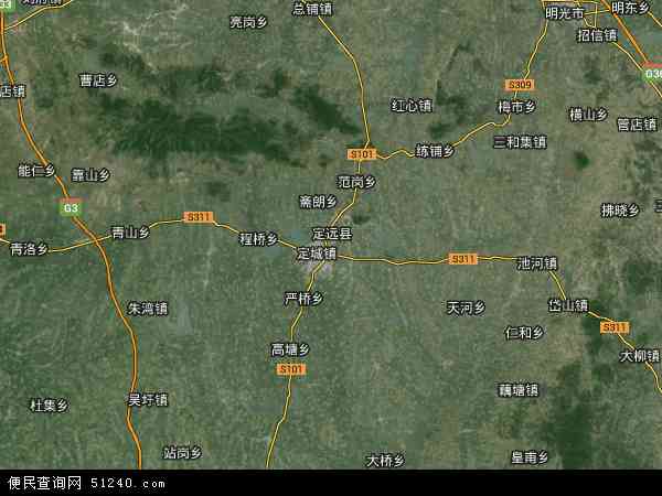 中国安徽省滁州市定远县地图(卫星地图)图片