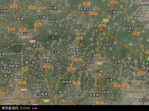 中国山东省东营市广饶县地图(卫星地图)图片