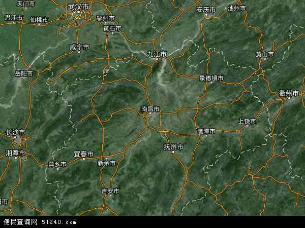 中国江西省地图(卫星地图)