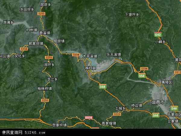 中国湖北省宜昌市秭归县九畹溪镇地图(卫星地