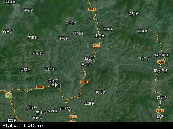中国四川省巴中市南江县地图(卫星地图)图片