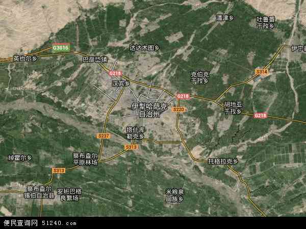 中国新疆维吾尔自治区伊犁哈萨克自治州伊宁市琼科瑞克地图(卫星地图)图片
