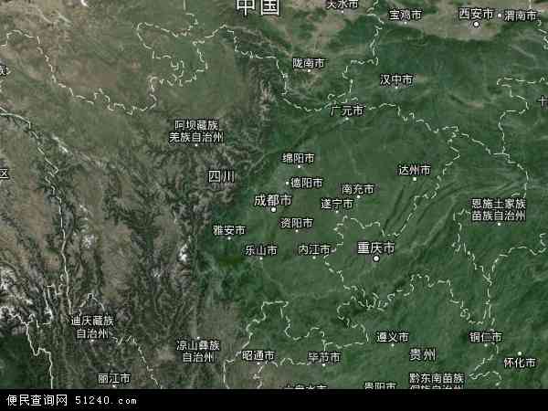 中国四川省地图(卫星地图)