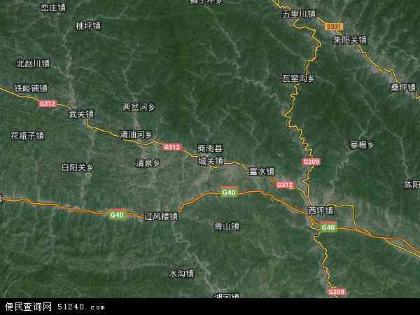 中国陕西省商洛市商南县地图(卫星地图)