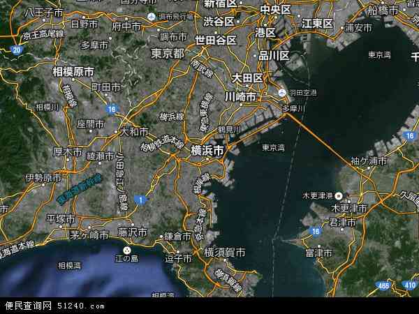 日本神奈川地图(卫星地图)