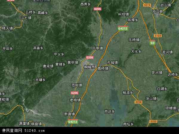 中国安徽省安庆市桐城市地图(卫星地图)图片