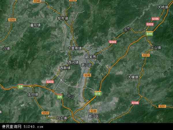 中国广东省韶关市武江区地图(卫星地图)图片