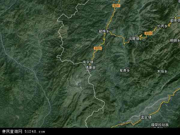 中国云南省临沧市镇康县地图(卫星地图)