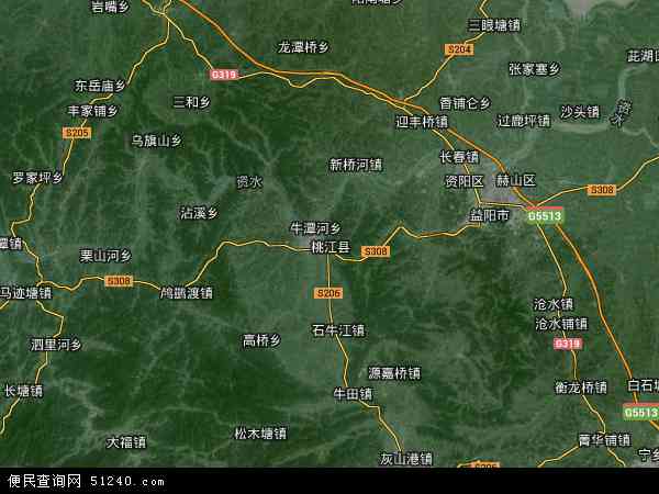 中国湖南省益阳市桃江县板溪林场地图(卫星地图)图片