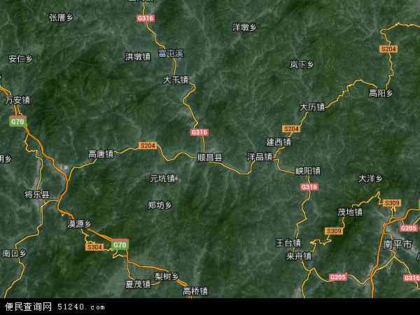 中国福建省南平市顺昌县地图(卫星地图)图片