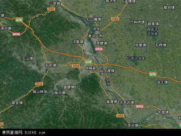 中国湖北省襄阳市谷城县地图(卫星地图)