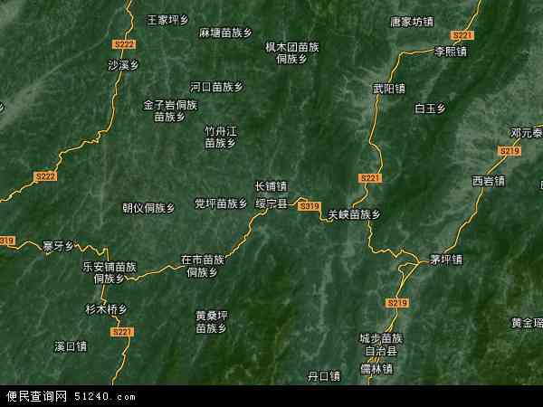 中国湖南省邵阳市绥宁县地图(卫星地图)图片