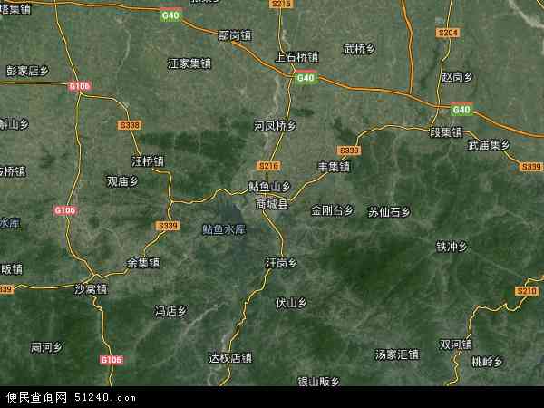中国河南省信阳市商城县地图(卫星地图)