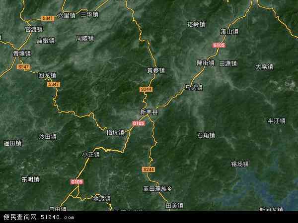 中国广东省韶关市新丰县地图(卫星地图)