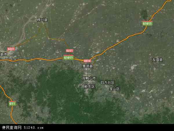 中国黑龙江省双鸭山市集贤县果树示范场地图(卫星地图)图片