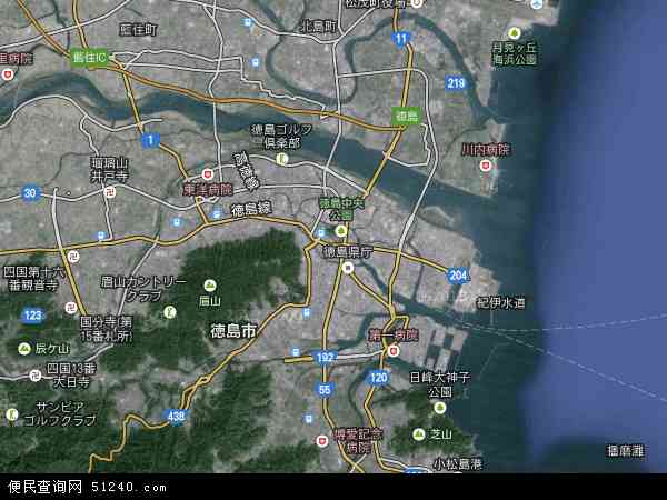 日本徳岛地图(卫星地图)