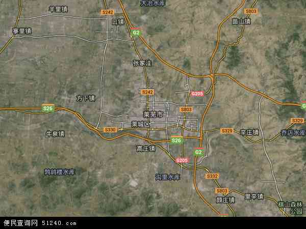 中国山东省莱芜市地图(卫星地图)图片