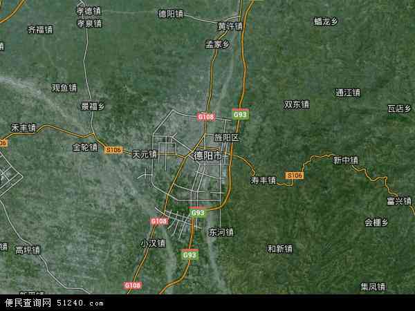 中国四川省德阳市地图(卫星地图)图片