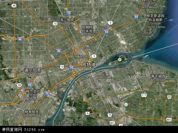 底特律地图 - 底特律卫星地图 - 底特律高清航拍
