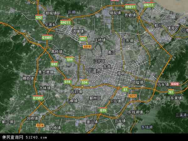 中国浙江省宁波市地图(卫星地图)
