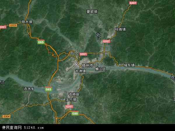 中国广西壮族自治区梧州市地图(卫星地图)