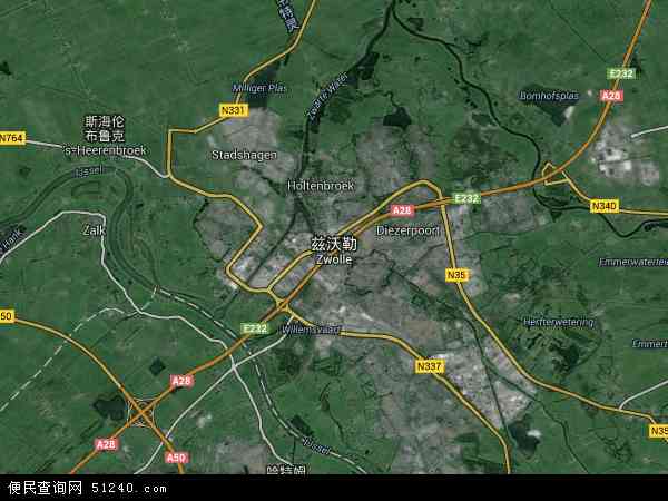 荷兰兹沃勒地图(卫星地图)