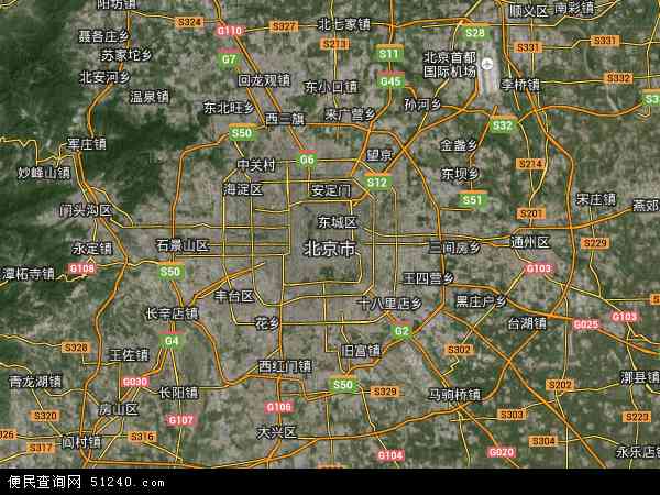 中国北京市地图(卫星地图)