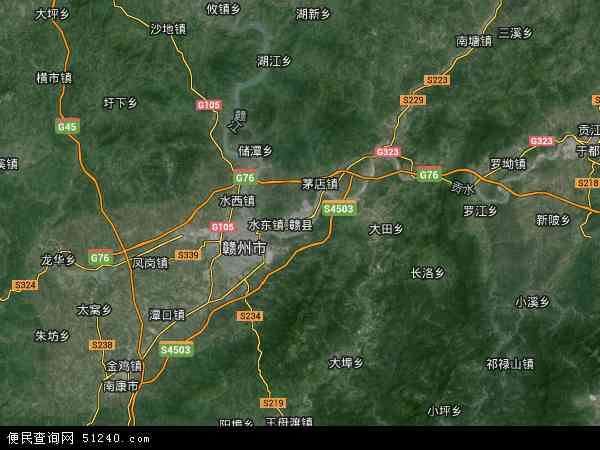 中国江西省赣州市赣县地图(卫星地图)