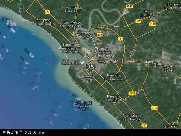 马来西亚柔佛麻坡地图(卫星地图)图片