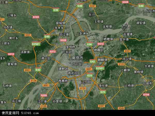 中国江苏省南京市地图(卫星地图)
