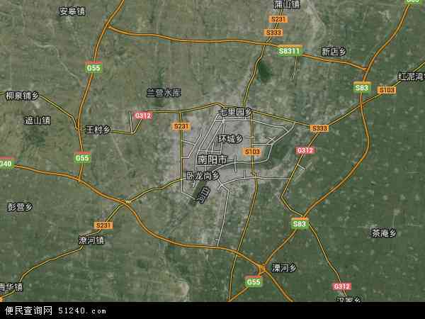 中国河南省南阳市地图(卫星地图)图片