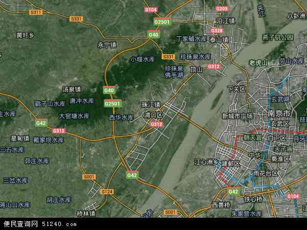 中国江苏省南京市浦口区地图(卫星地图)