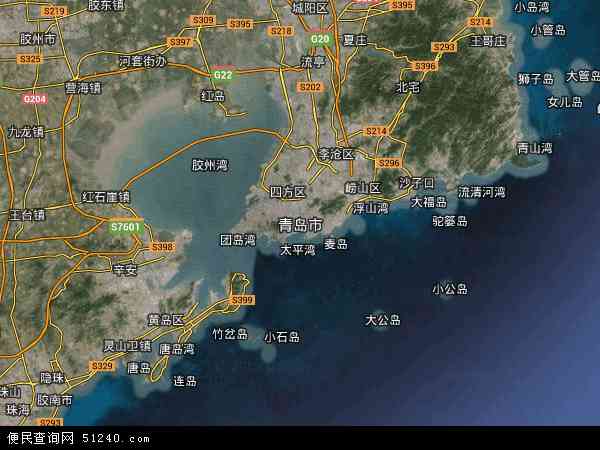 中国山东省青岛市地图(卫星地图)图片