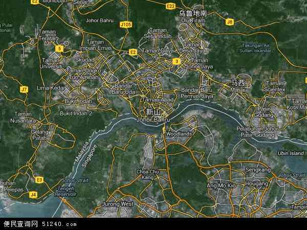 新山地图 - 新山卫星地图 - 新山高清航拍地图 - 新山高清卫星地图 - 新山2016年卫星地图 - 马来西亚柔佛新山地图