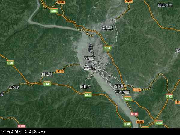 中国湖北省宜昌市地图(卫星地图)