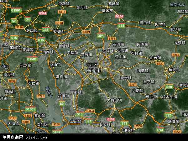 中国广东省东莞市地图(卫星地图)图片