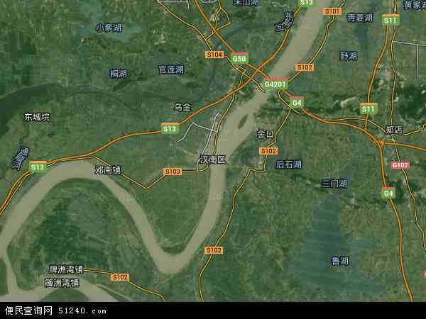 中国湖北省武汉市汉南区地图(卫星地图)
