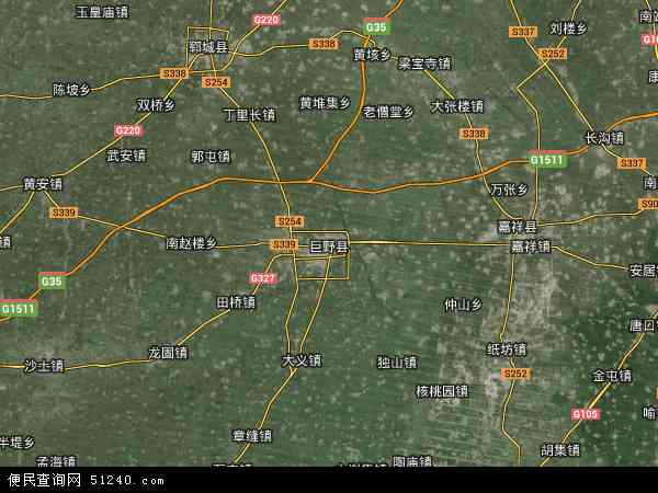 中国山东省菏泽市巨野县地图(卫星地图)图片