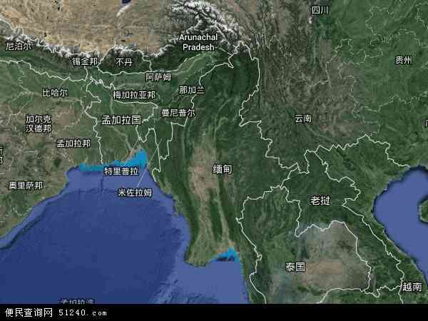 缅甸地图(卫星地图)
