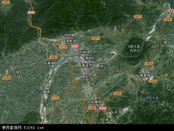 中国广东省清远市地图(卫星地图)