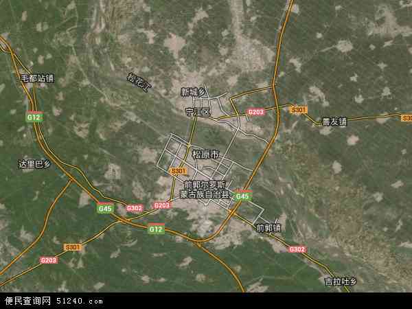 中国吉林省松原市地图(卫星地图)图片
