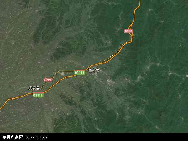 中国黑龙江省伊春市铁力市地图(卫星地图)图片