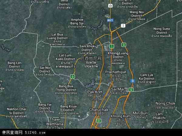 泰国巴吞他尼地图(卫星地图)图片