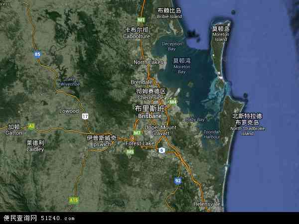澳大利亚昆士兰布里斯班地图(卫星地图)图片